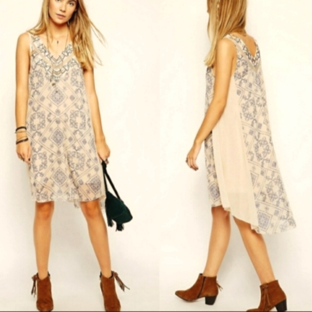 #13 Free People Embellished Beaded Boho Dress Xtra small